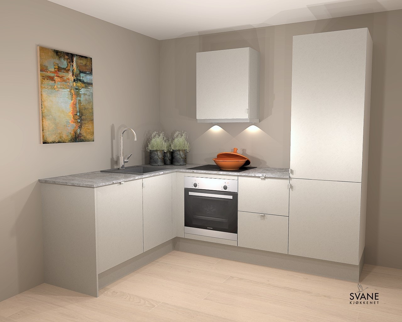 tegning av ferdig kjøkken fra Svane kjøkken Galleribilde