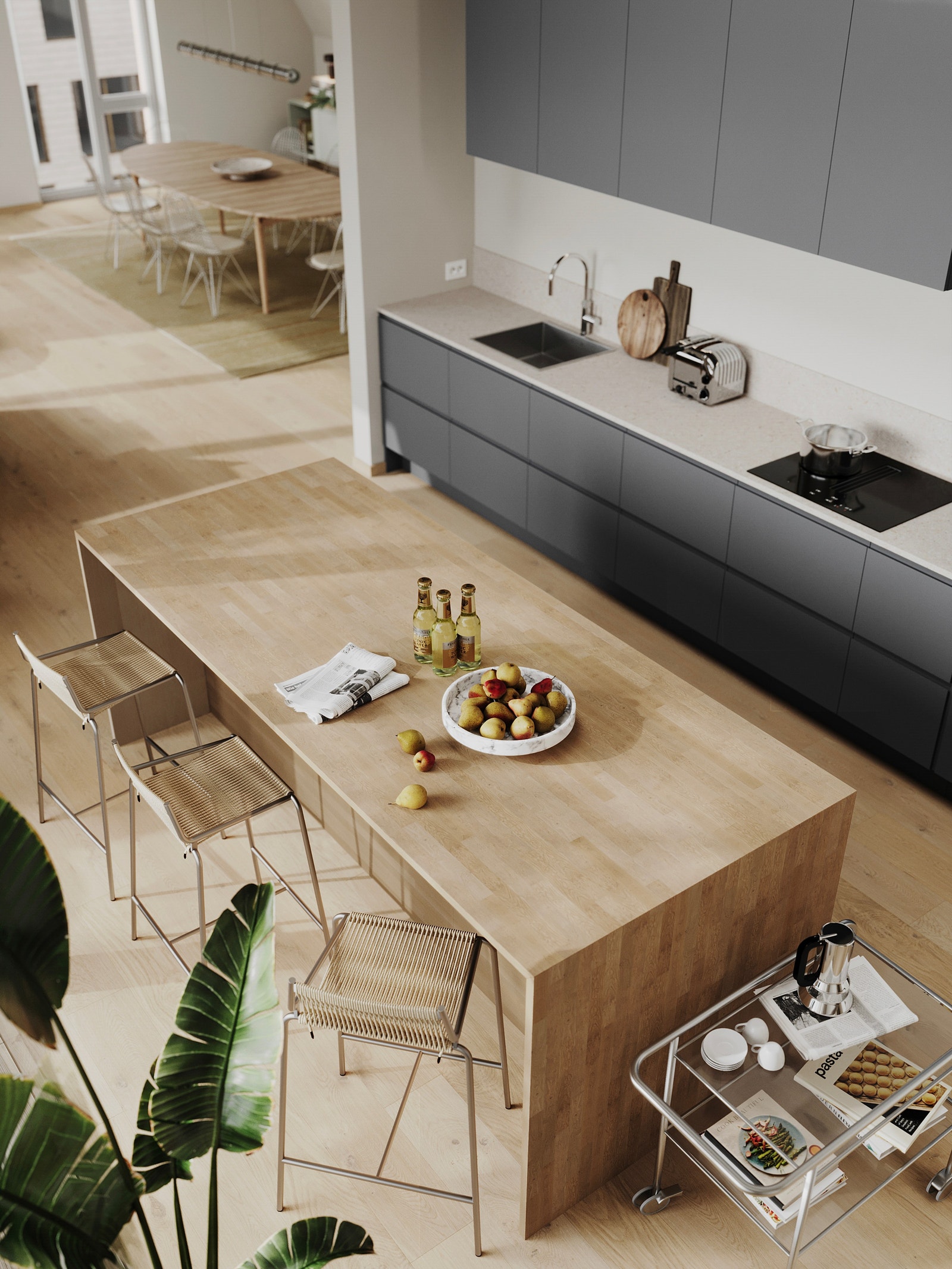 I Poulssons Kvarter finnes et bredt utvalg av boliger, fra en luksuriøs toppetasje med imponerende takterrasser til smarte, mindre leiligheter. Dette er en illustrasjon, og avvik kan forekomme. Galleribilde