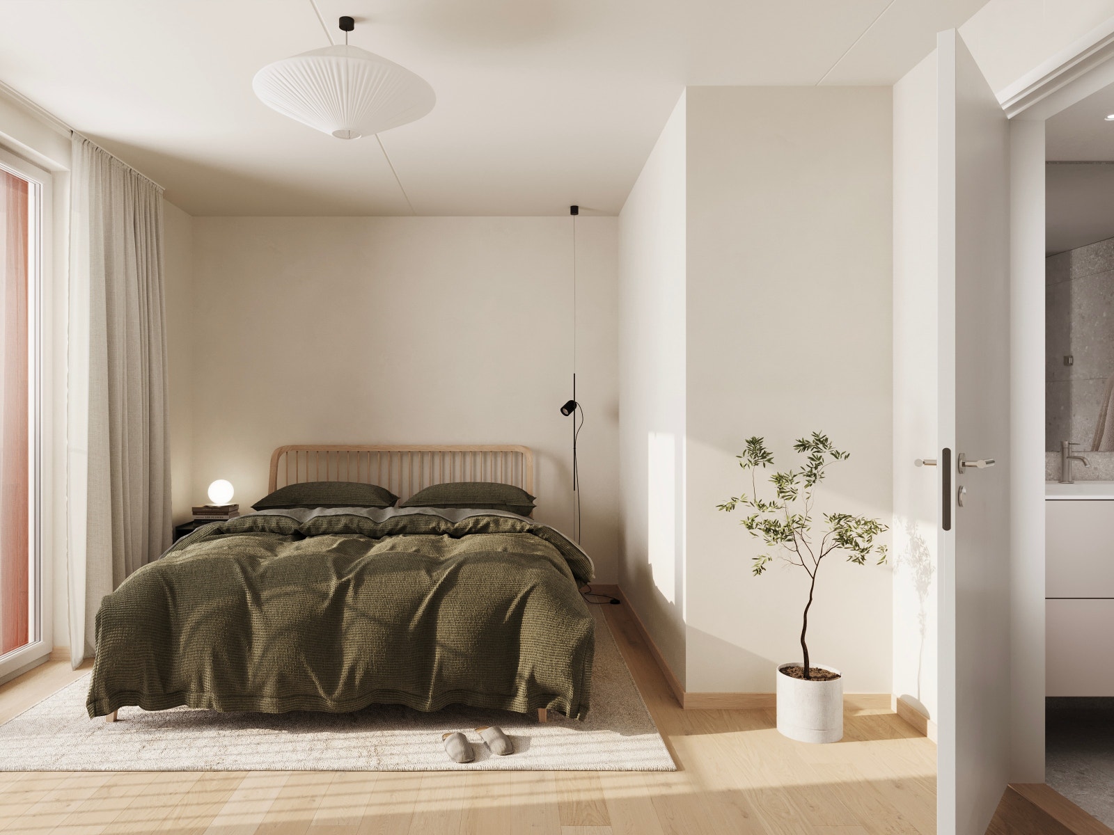 Illustrasjon av det herlige soverommet i leilighet C6-506 Galleribilde