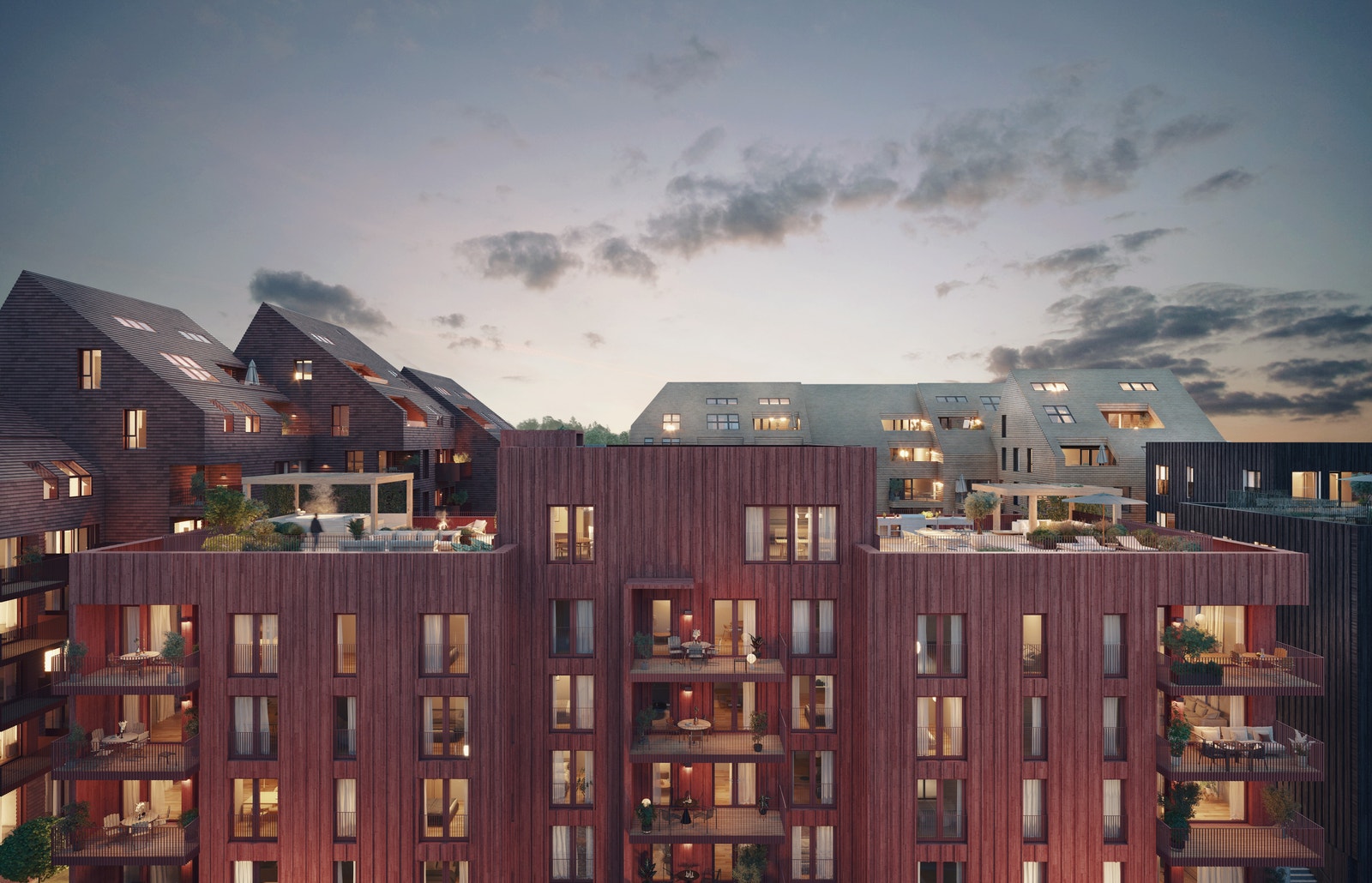 Poulssons Kvarter er perfekt for de som ønsker litt av begge deler – de som trives like godt på kafé som i marka. Dette er en illustrasjon, og avvik kan forekomme. Galleribilde