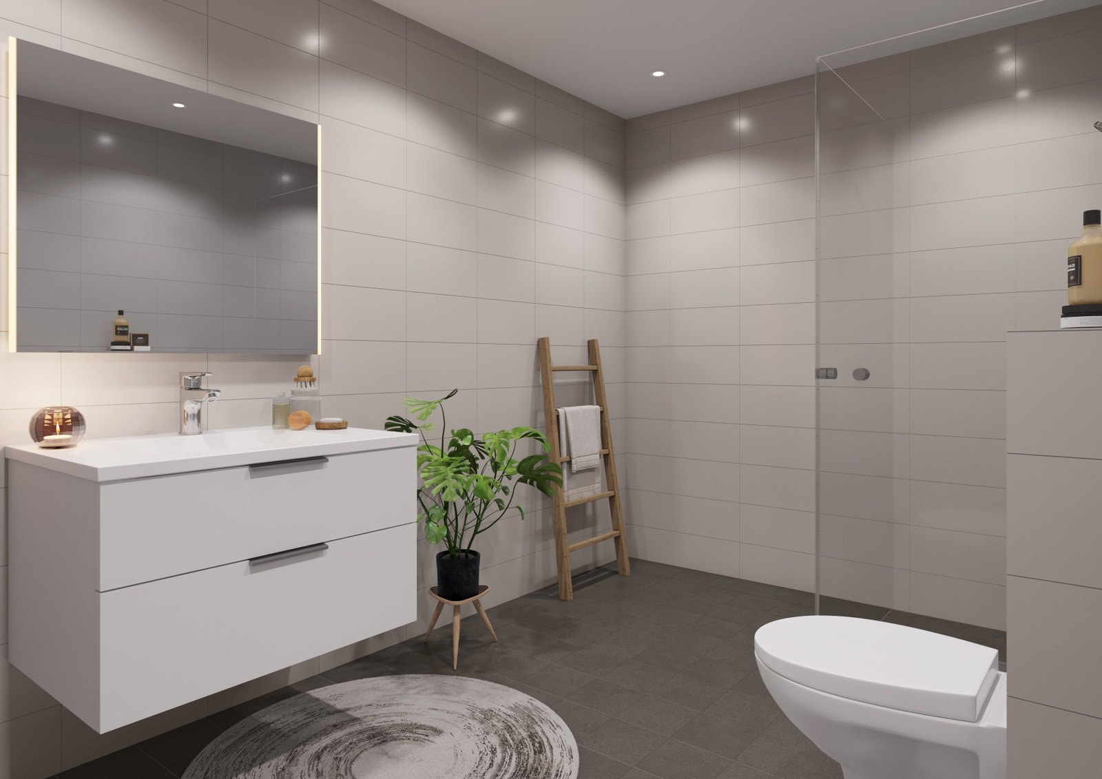 Illustrasjon: Rekkehus - bad i hus 1 og 2 Galleribilde