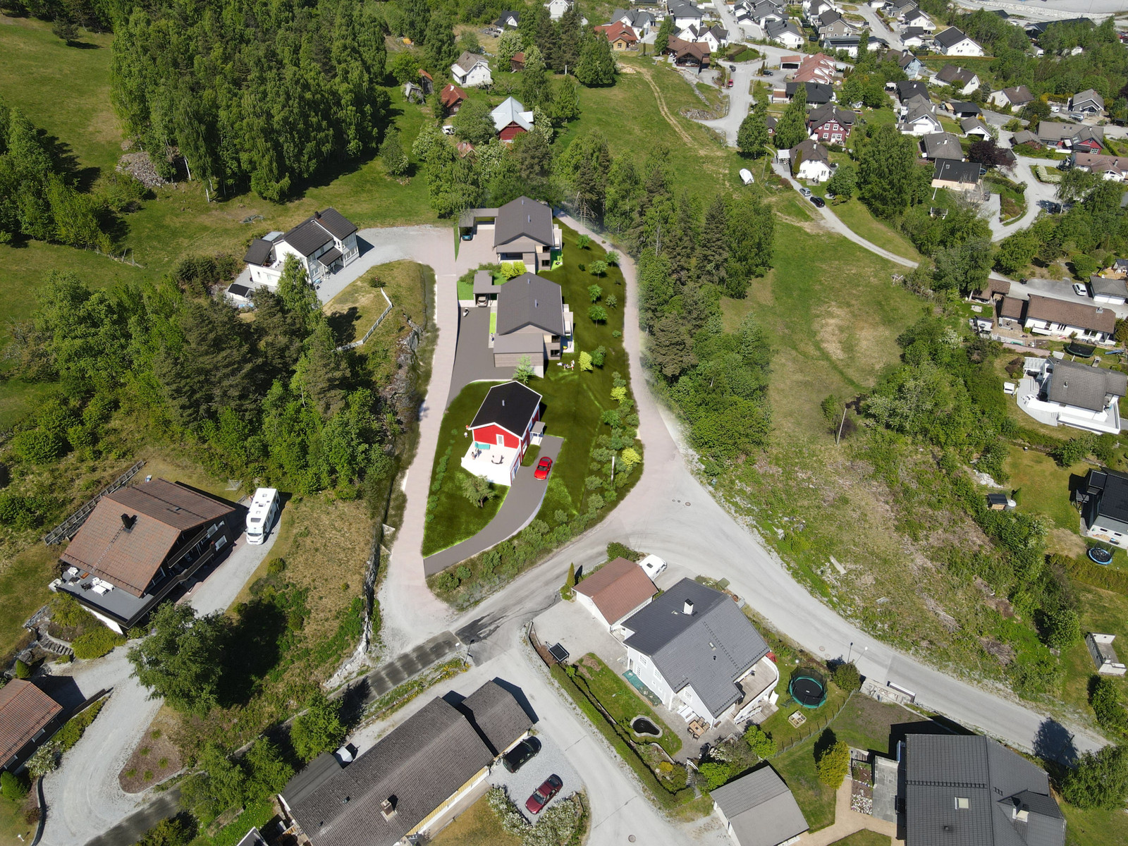 3 tomter på Bjørk under utbygging