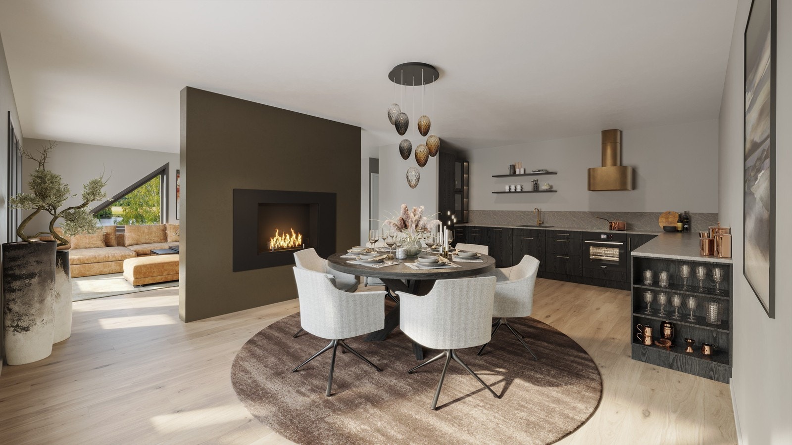 Kjøkken stor leilighet - Illustrasjon Galleribilde