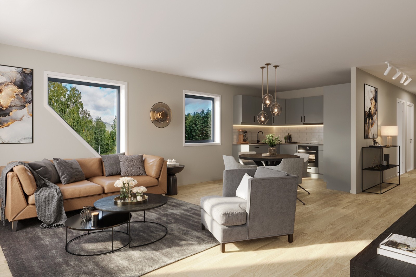 Stue/kjøkken løsning - Illustrasjon Galleribilde