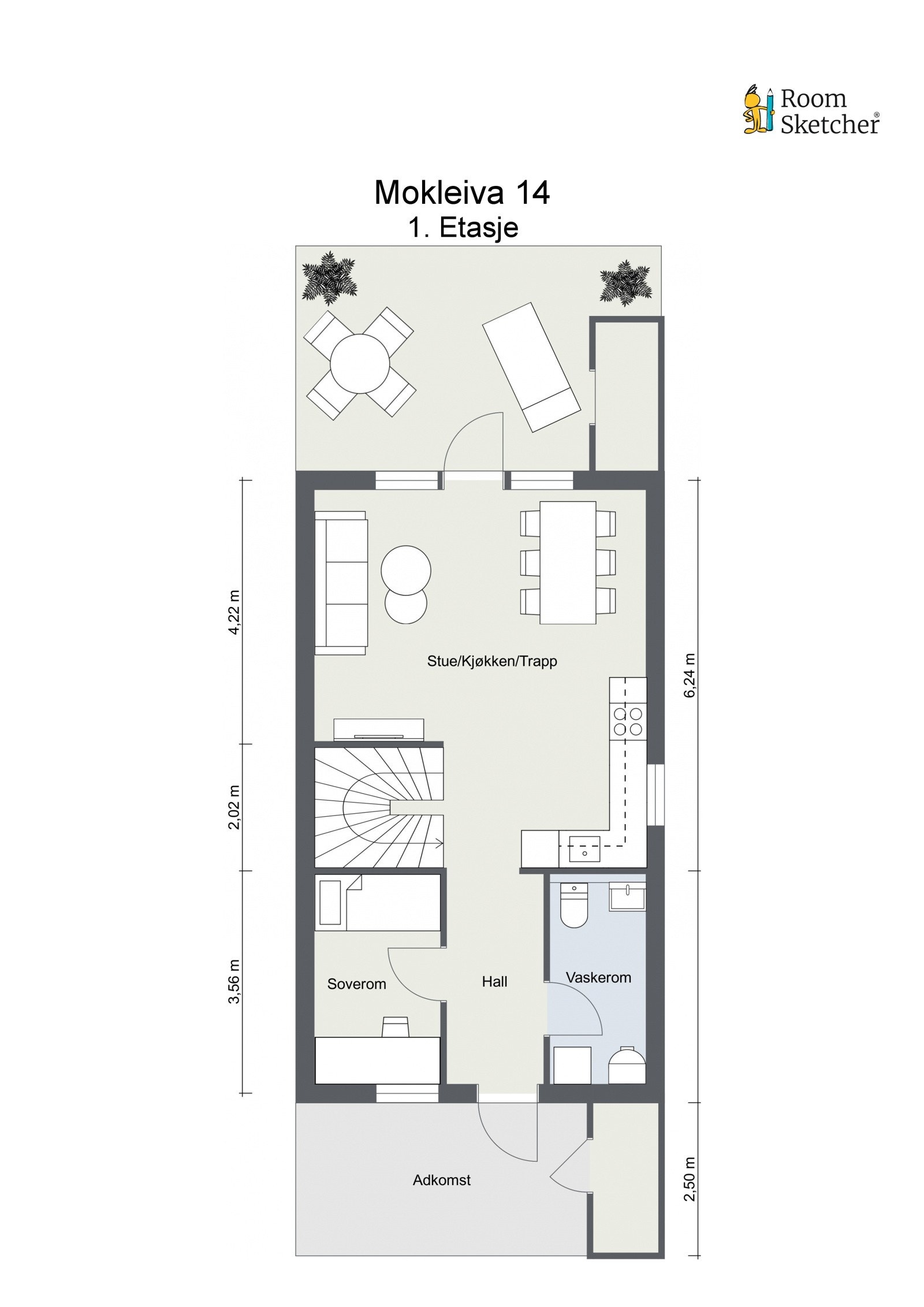 Boligene er over to plan og har meget gode planløsninger. 1.etasje Galleribilde