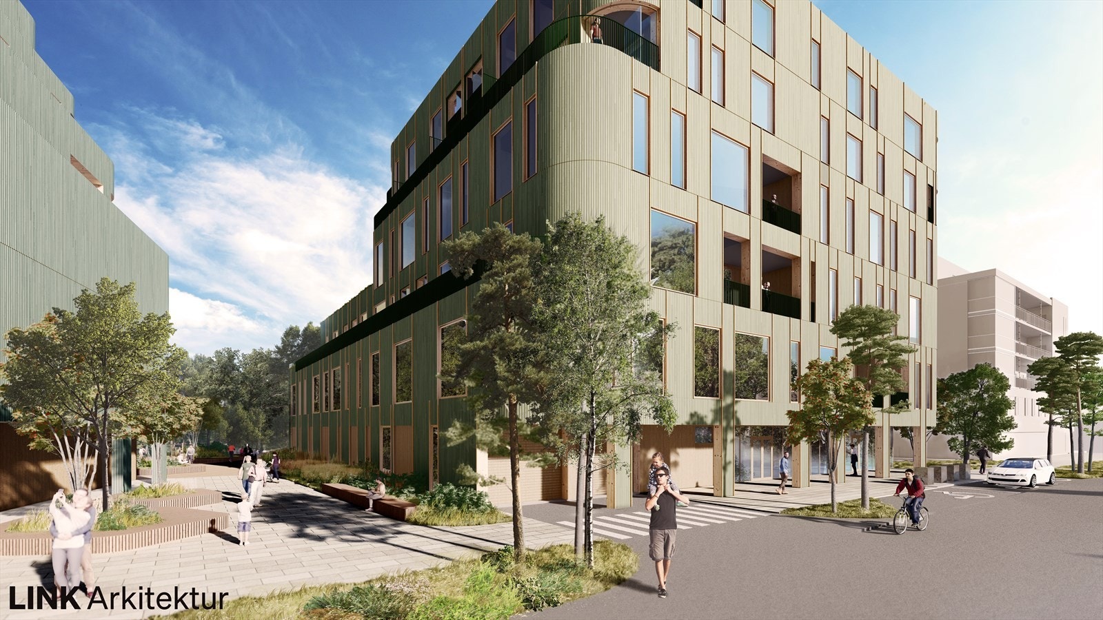 M55 - illustrasjon blikk fra veien inn i bakgården Galleribilde