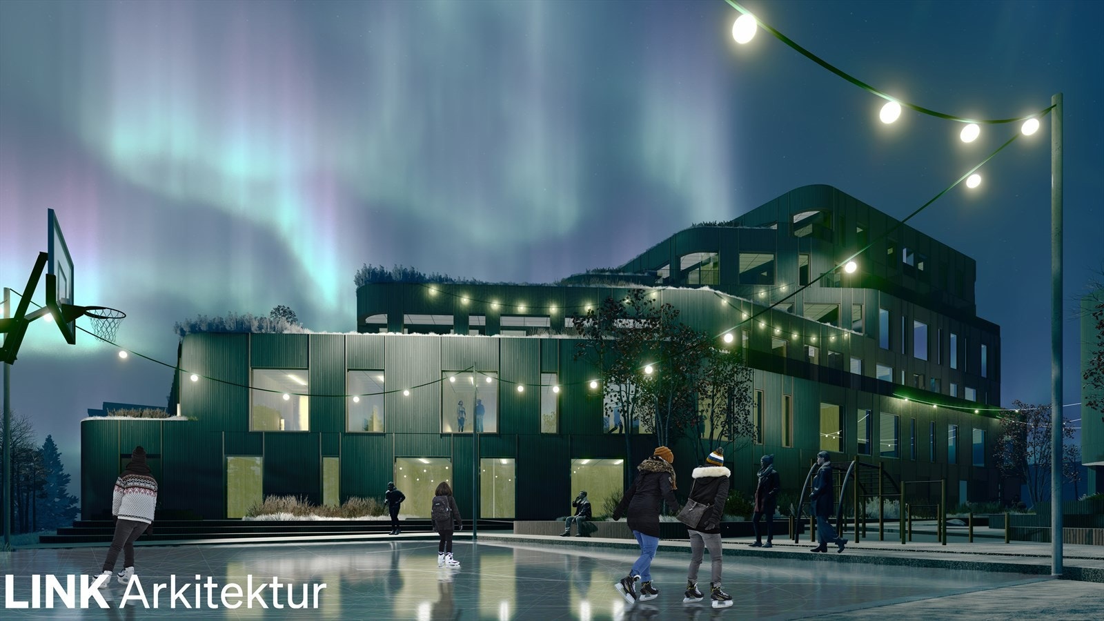 M55 - illustrasjon vinter nattbilde Galleribilde