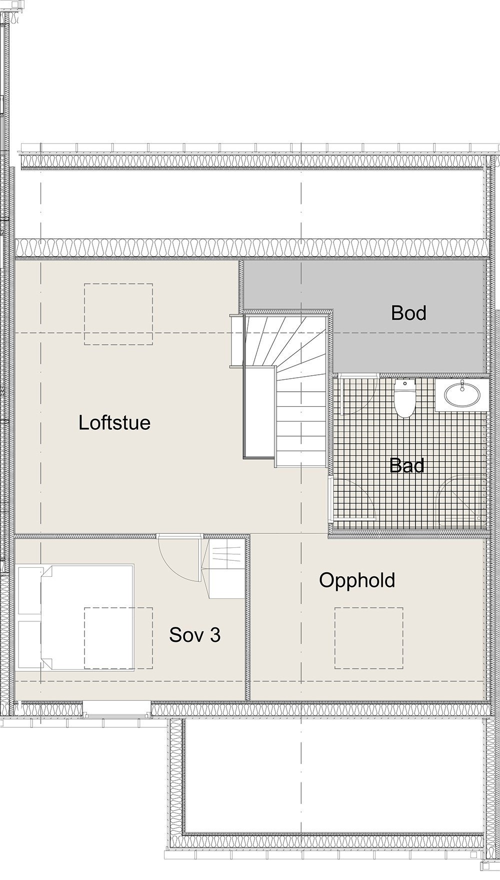Plantegning loftsetasje 5-roms Galleribilde