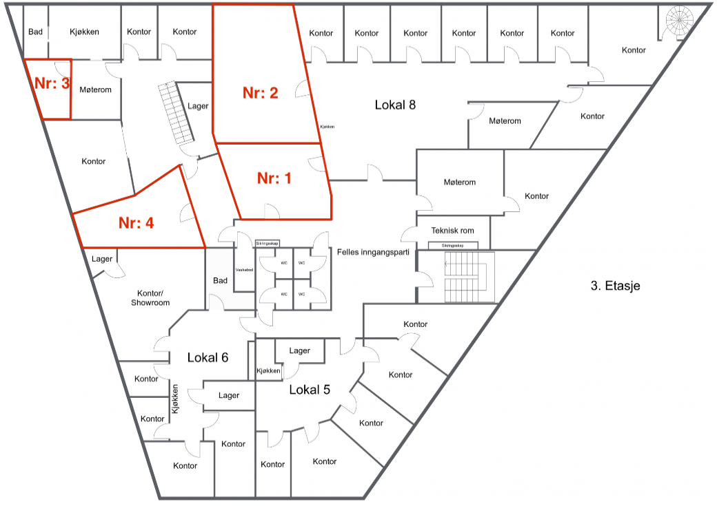 Plantegning 3. etasje Galleribilde