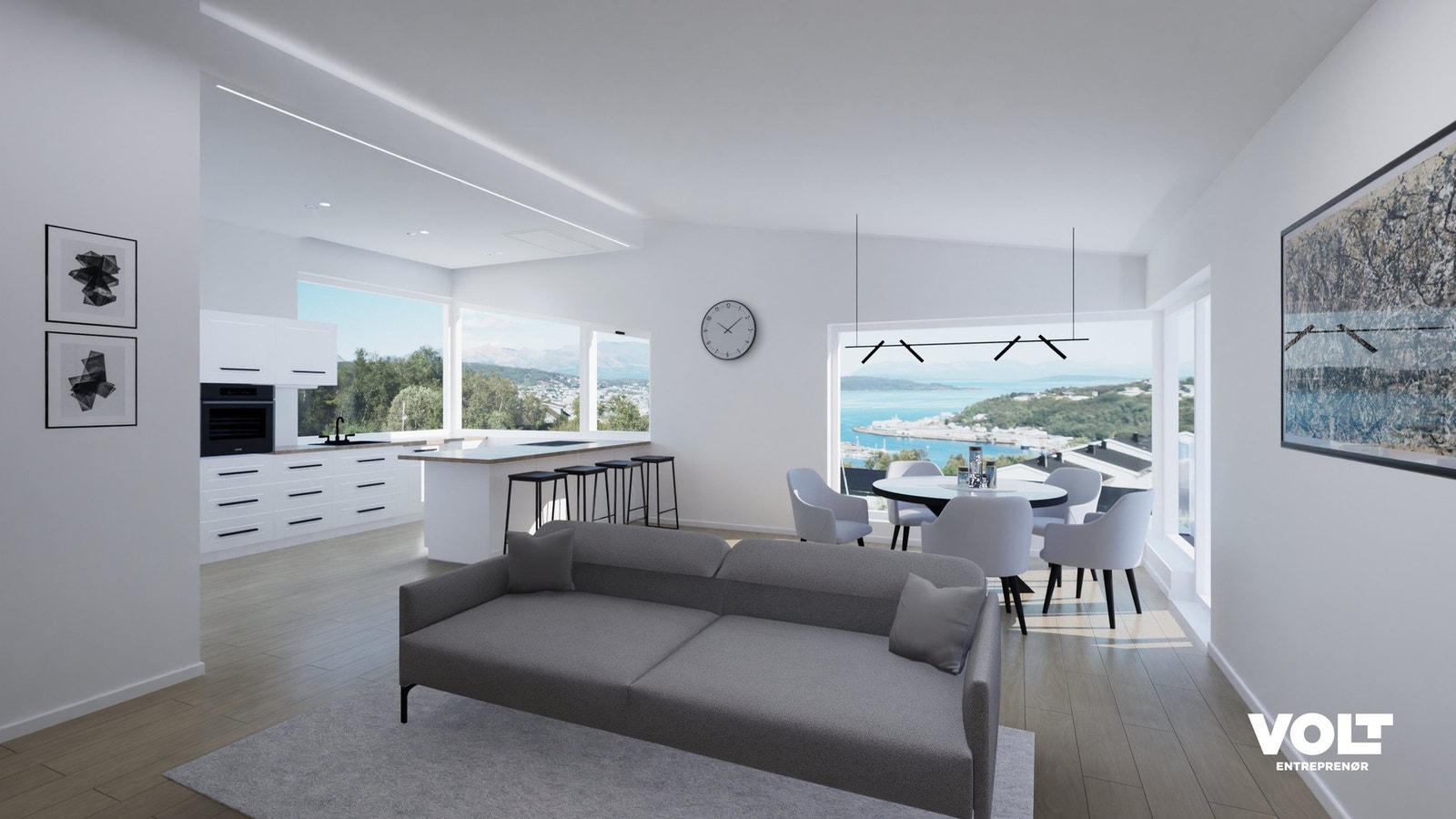 Illustrert utsikt fra tomannsbolig i første rekke. Galleribilde