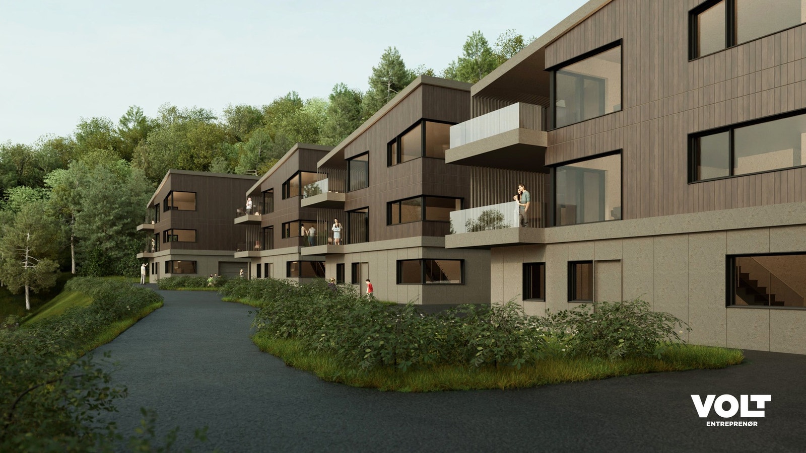 Horisontaldelt tomannsboliger med garasje og sportsbod i kjeller, samt muligheter for utleiedel. Galleribilde