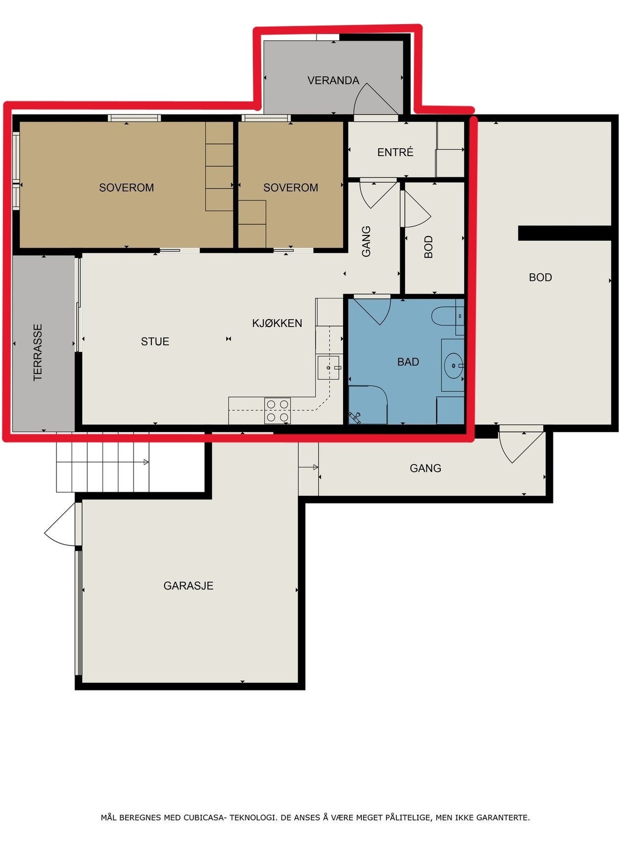 Plantegning, leiligheten merket med rødt Galleribilde