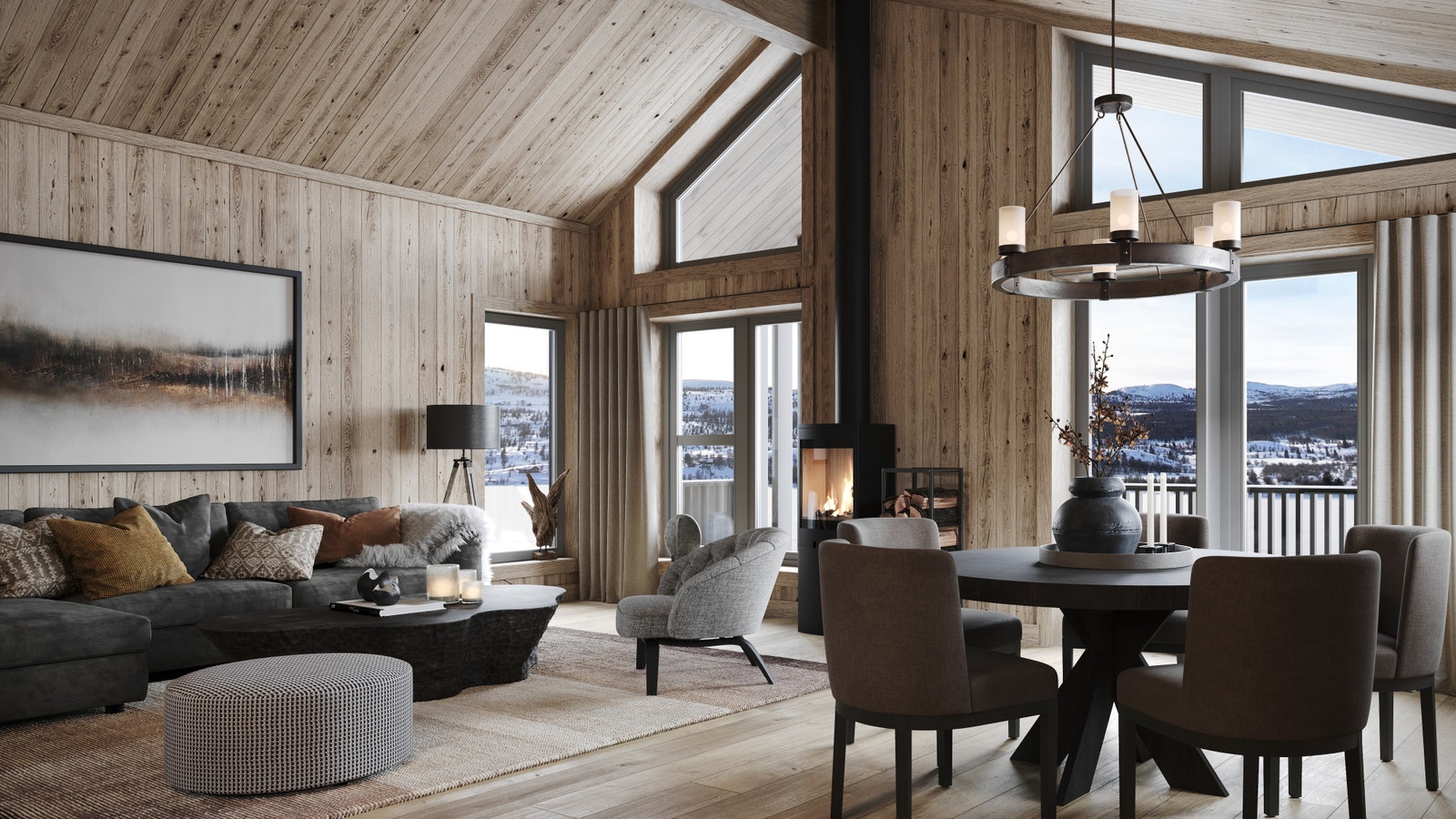 Velkommen til Frigarden på Vaset i Valdres! Illustrasjonsbilde stue FG3, leilighet 26C Galleribilde