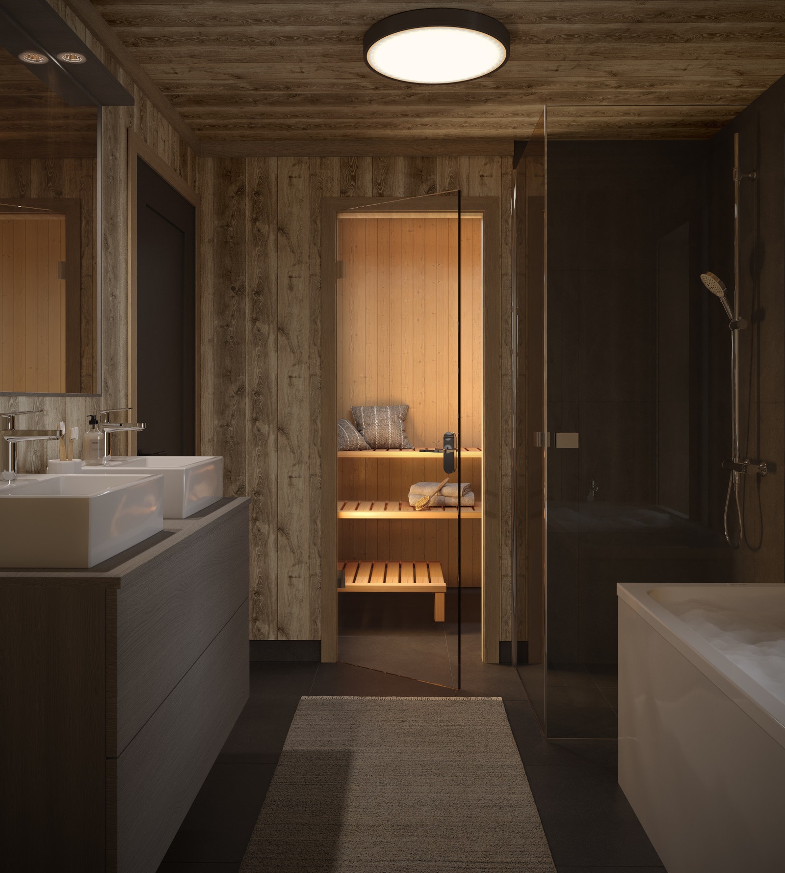 Frigarden - Illustrasjonsbilde bad m/ badstue FG3, 26C (det er kun leilighet 26C som har badstue) Galleribilde