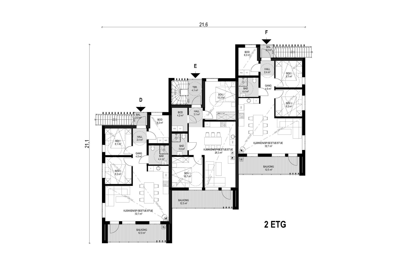 FG6. Leilighet 36D, 36E og 36F Galleribilde