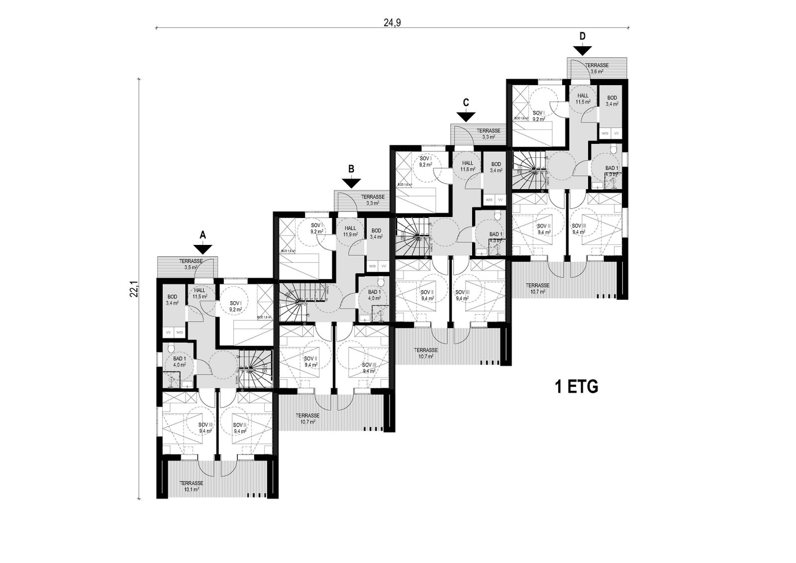 FG4. 1 etg på leilighet 28A, 28B, 28C og 28D Galleribilde
