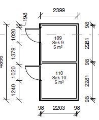 Planteikning av korleis bodene ser ut Galleribilde