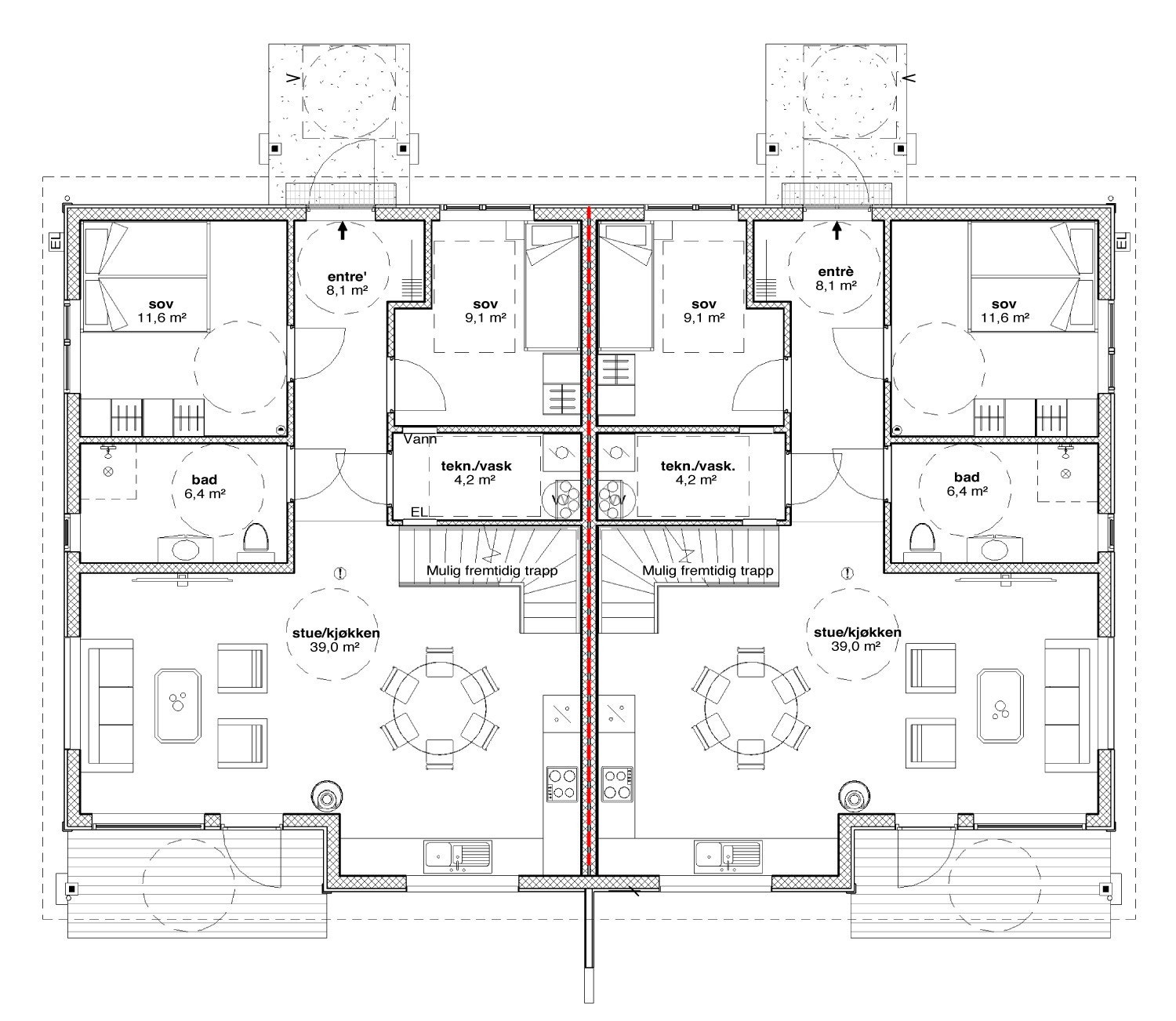 Plantegning 1 etg. Galleribilde