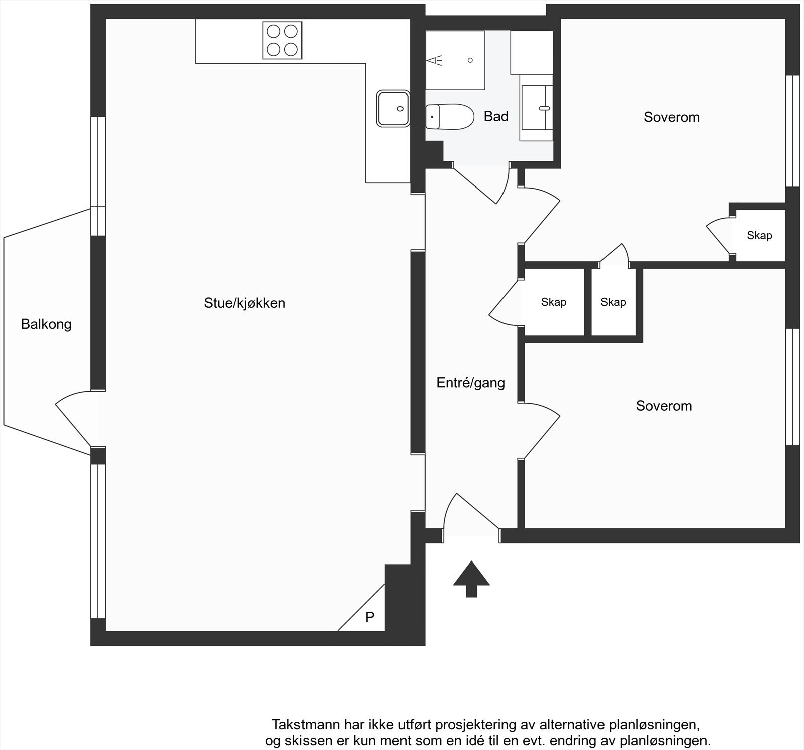 Alternativ planløsning. Galleribilde