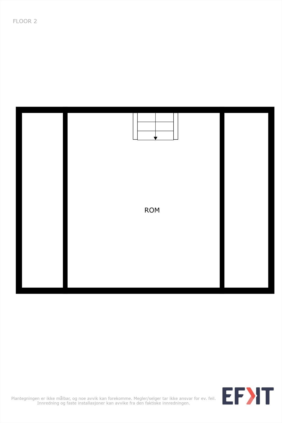 Plantegning 2. etasje - innredet rom (oppr. kald loft) - ikke søkt bruksendring Galleribilde