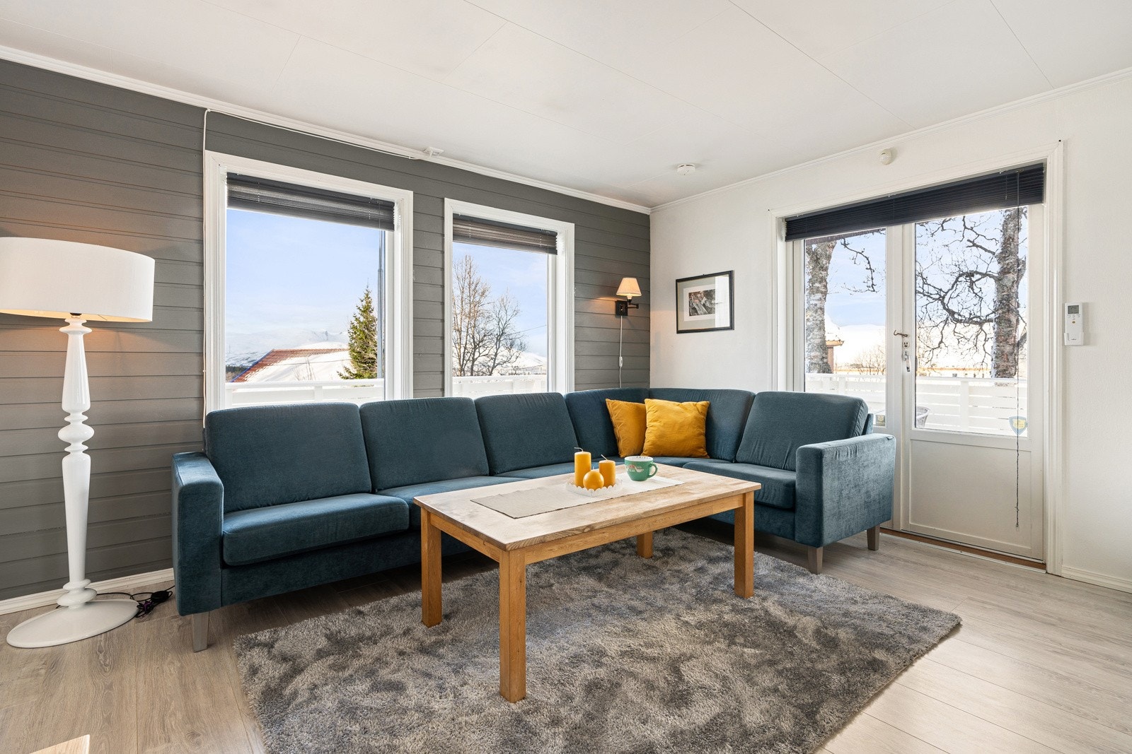 De store vindusflatene slipper inn rikelige mengder med naturlig lys i rommet og gir svært fine lysforhold. Galleribilde