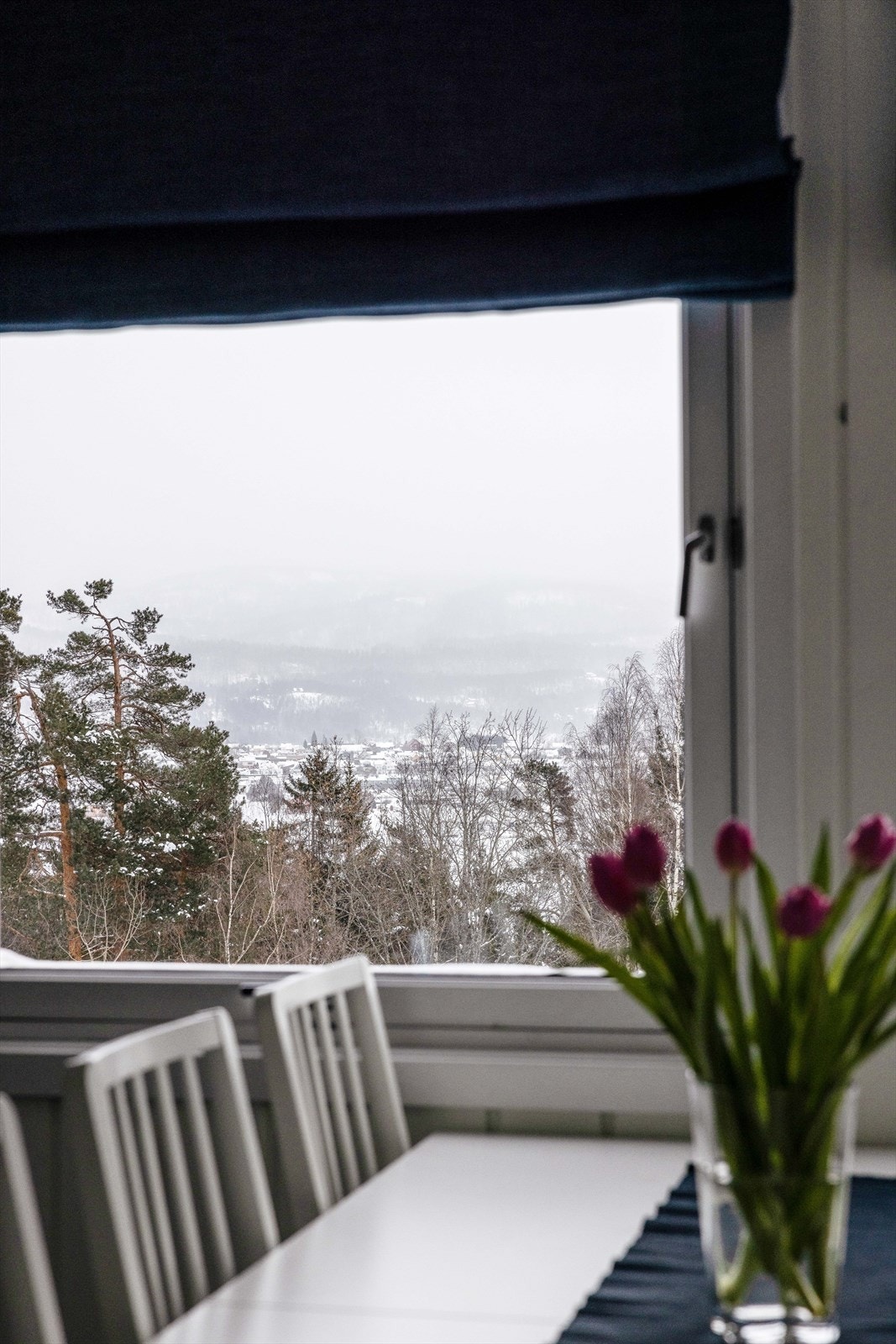 Gode vindusflater slipper rikelig med naturlig lys til spiseplassen og det er fin utsikt. Galleribilde