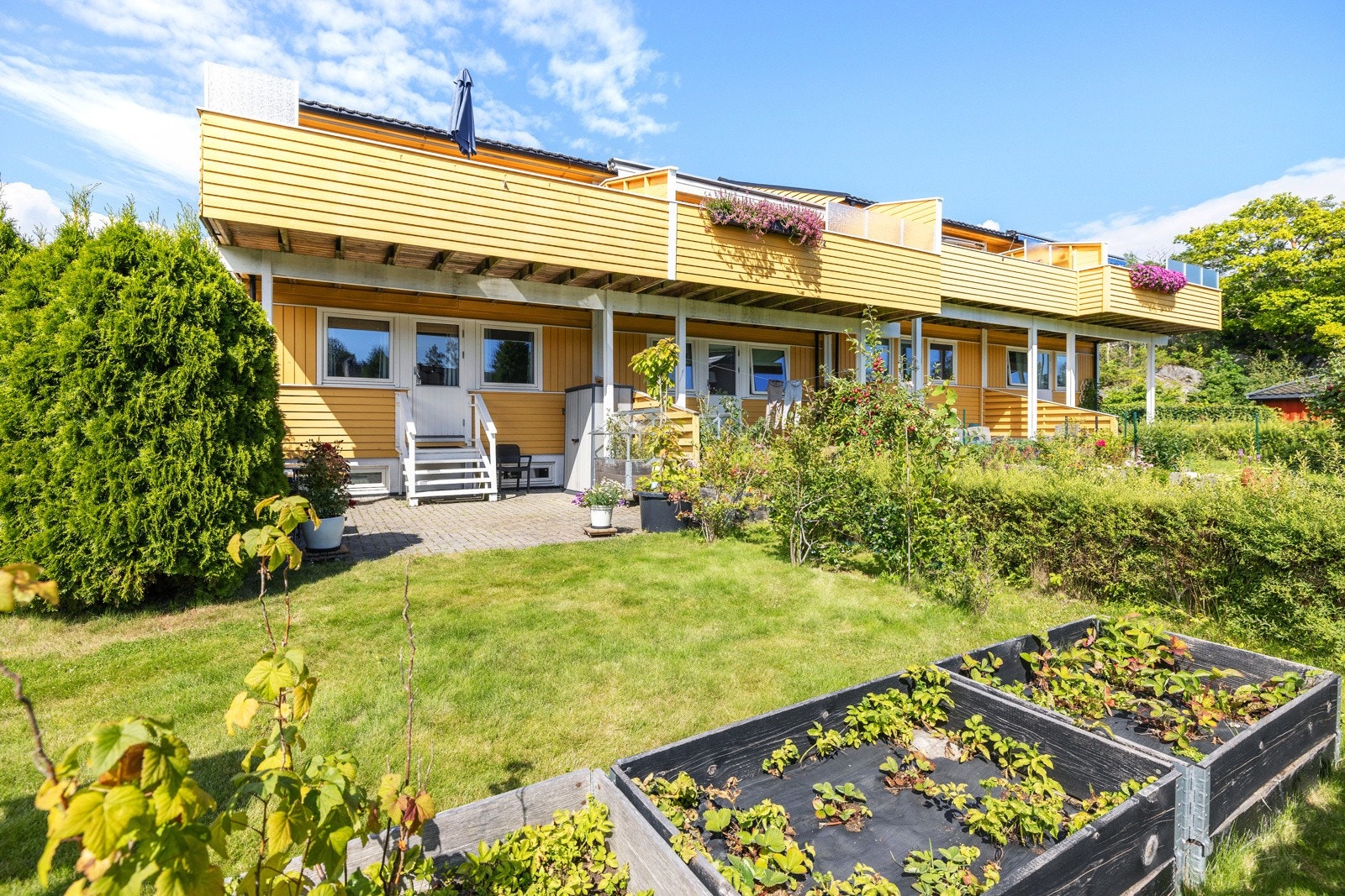 Pallekarmer i hagen inviterer til å lage en liten grønnsakshage - perfekt til kortreist mat. Galleribilde
