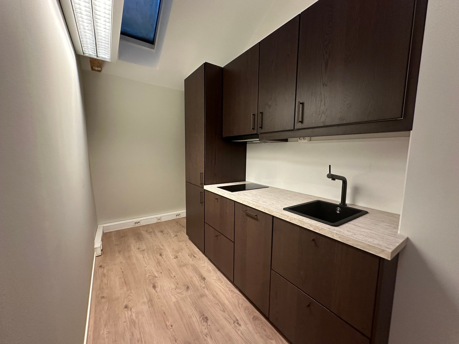 Nytt flott kjøkken med kjøleskap/fryser, oppvaskmaskin og koketopp Galleribilde