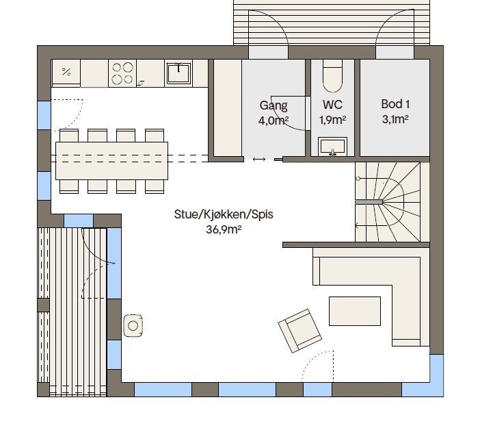 Planløsning midtre etasje hytta på Gaustatoppen Sjå.jpg Galleribilde