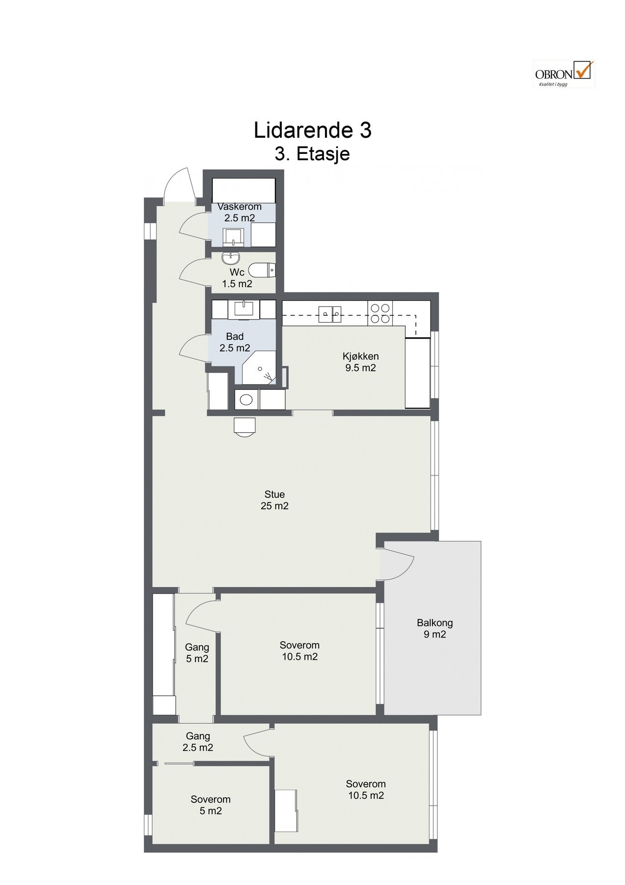 Planskisse med areal - 3.etasje Galleribilde