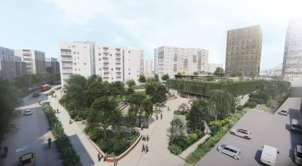 Illustrasjon over den planlagte aktivitetsparken som kommer like ved Gartnerkvartalet Galleribilde