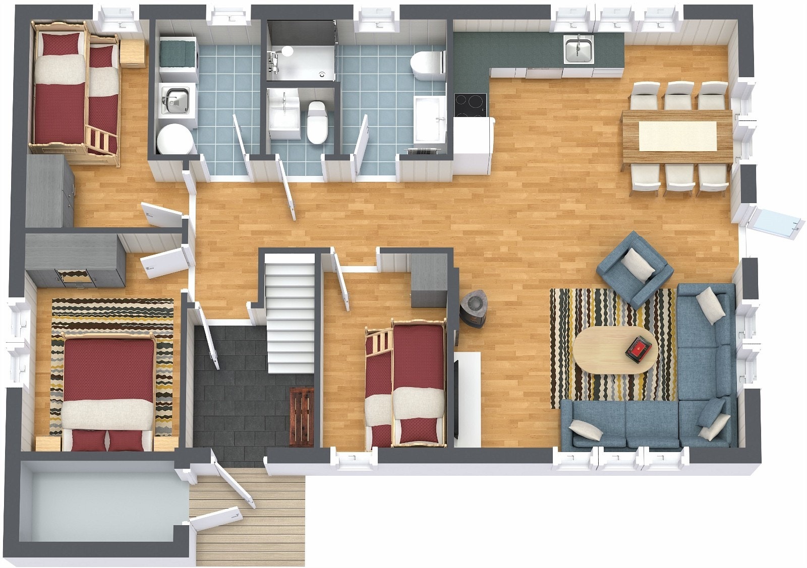 Planløsning 1 etasje - 3D Galleribilde