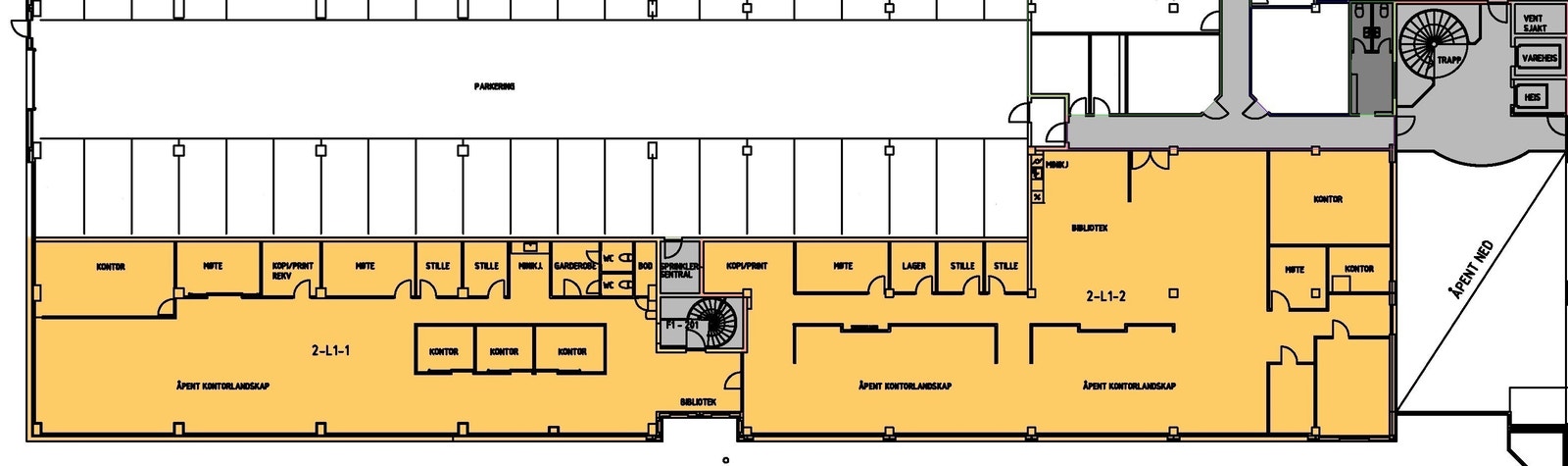 Ca 950 kvm BTA kontor i 2.etg. Galleribilde