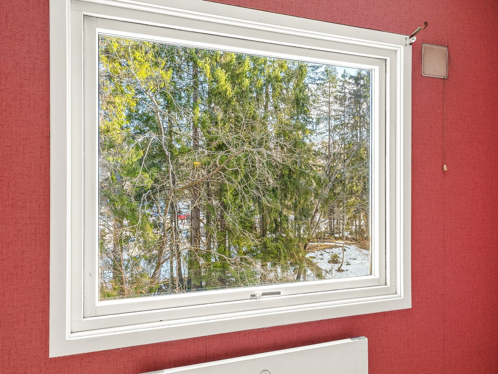 Lyst soverom med trevlig natursyn Galleribilde