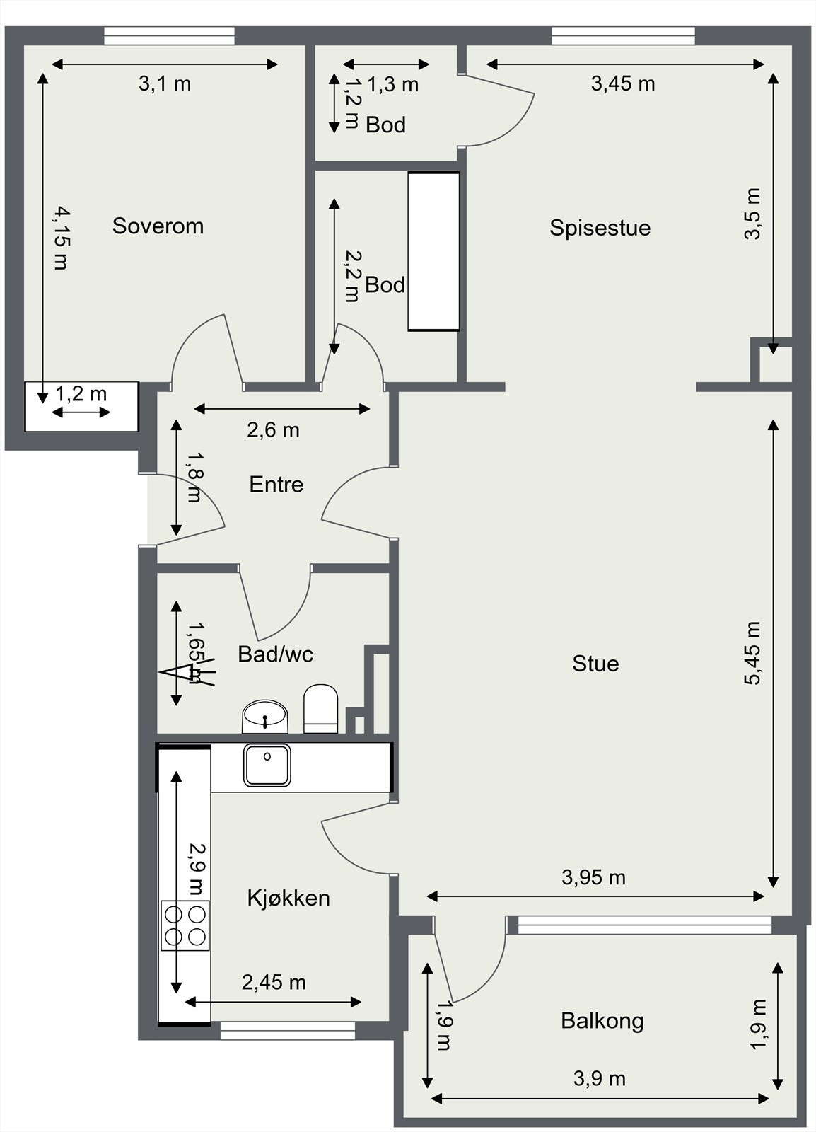 Effektiv planløsning med separat kjøkken og god romfølelse Galleribilde
