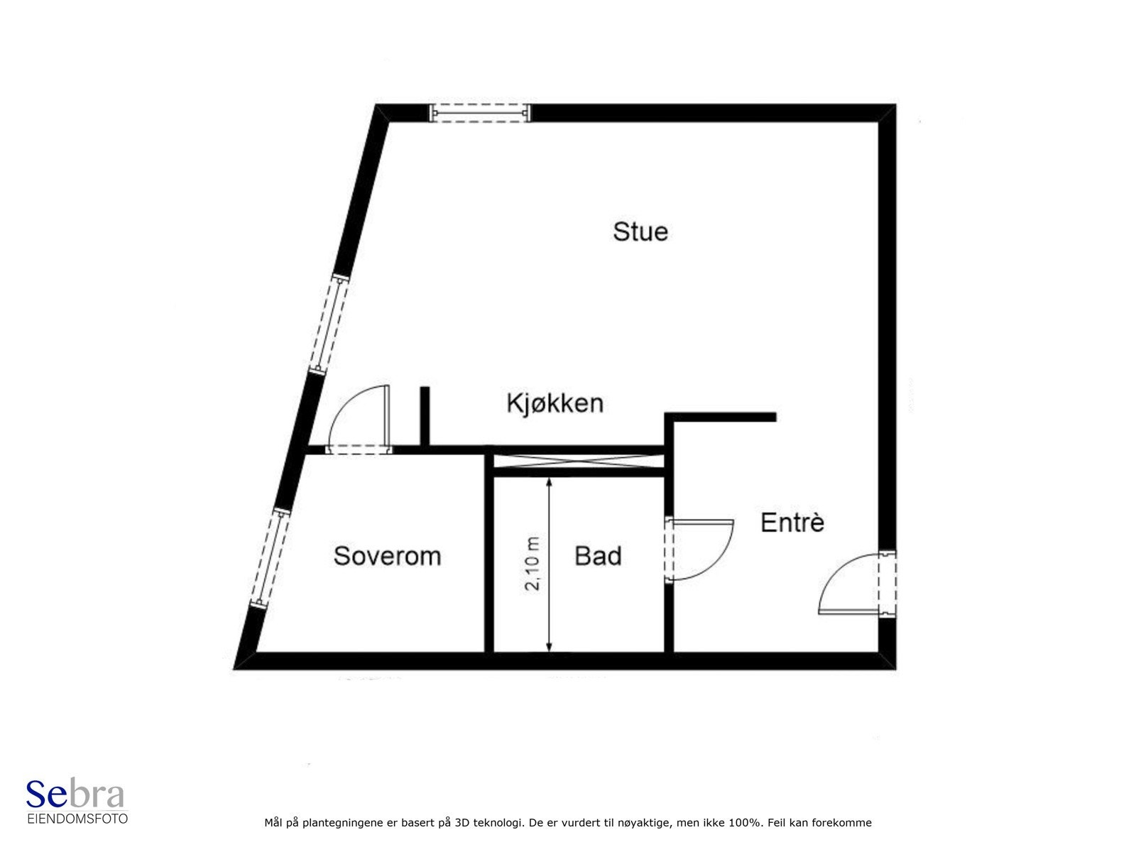 Hjørneleilighet i første plan med en ekstern bod rett utenfor døren til leiligheten. Galleribilde
