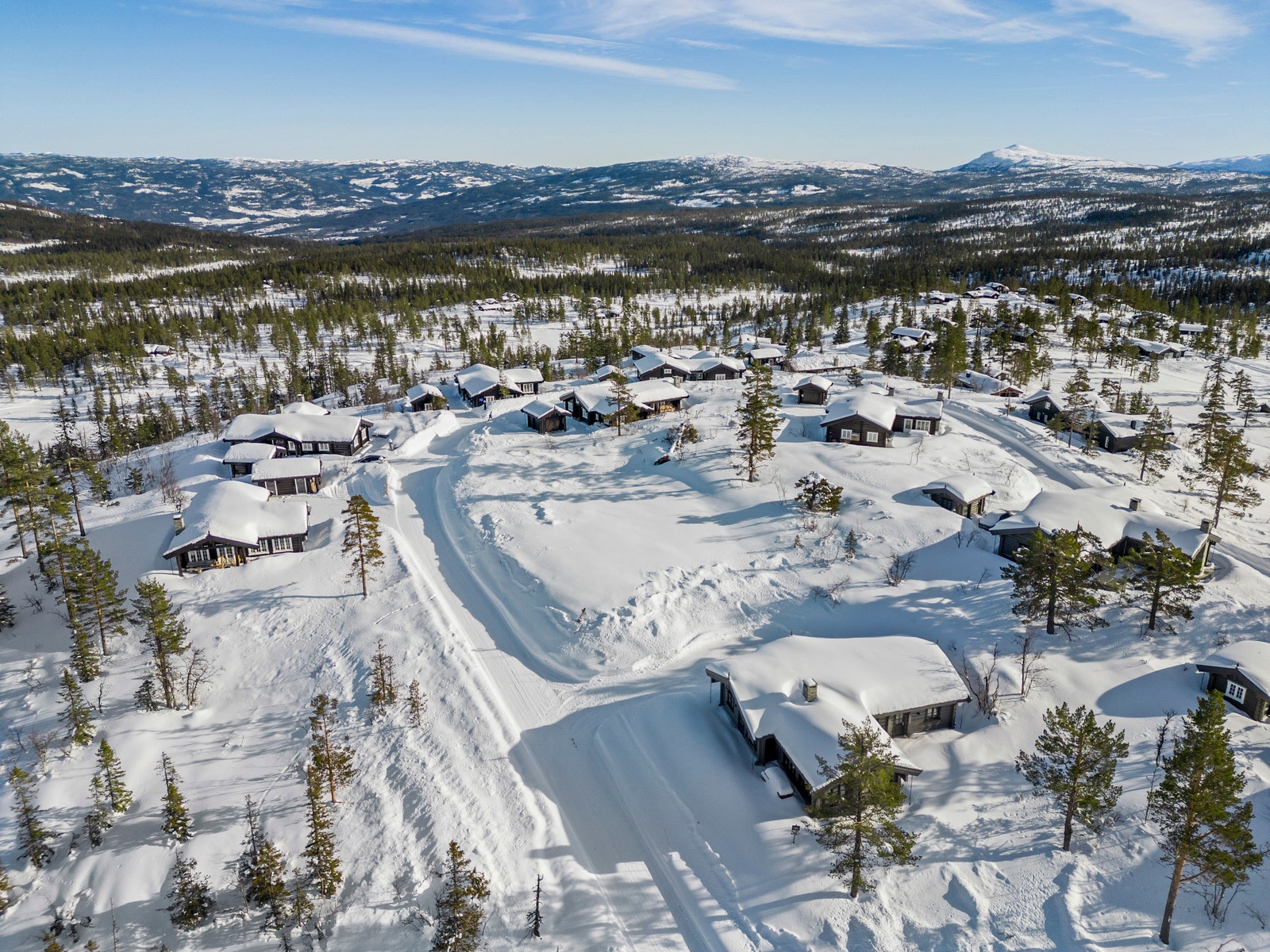 Et lite stykke Norge. Her ser man fint tomten som det store hvite flate området midt i bildet. Galleribilde