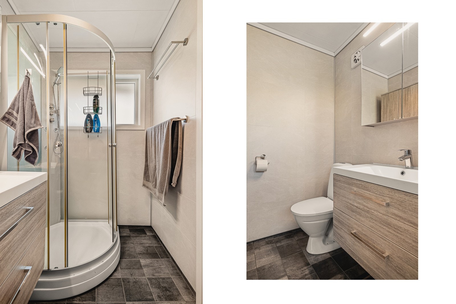 Pen innredning, dusjkabinet og wc. Galleribilde