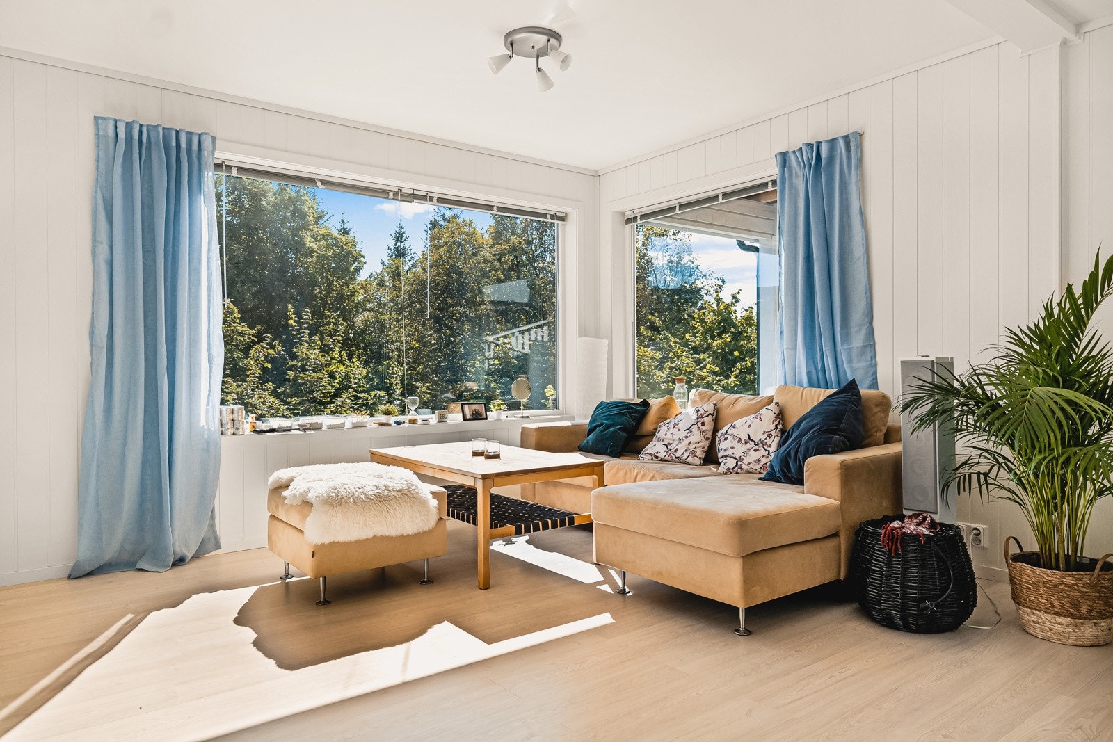 Pen stue. Store vinduer som gir mye lysinnslipp. Galleribilde