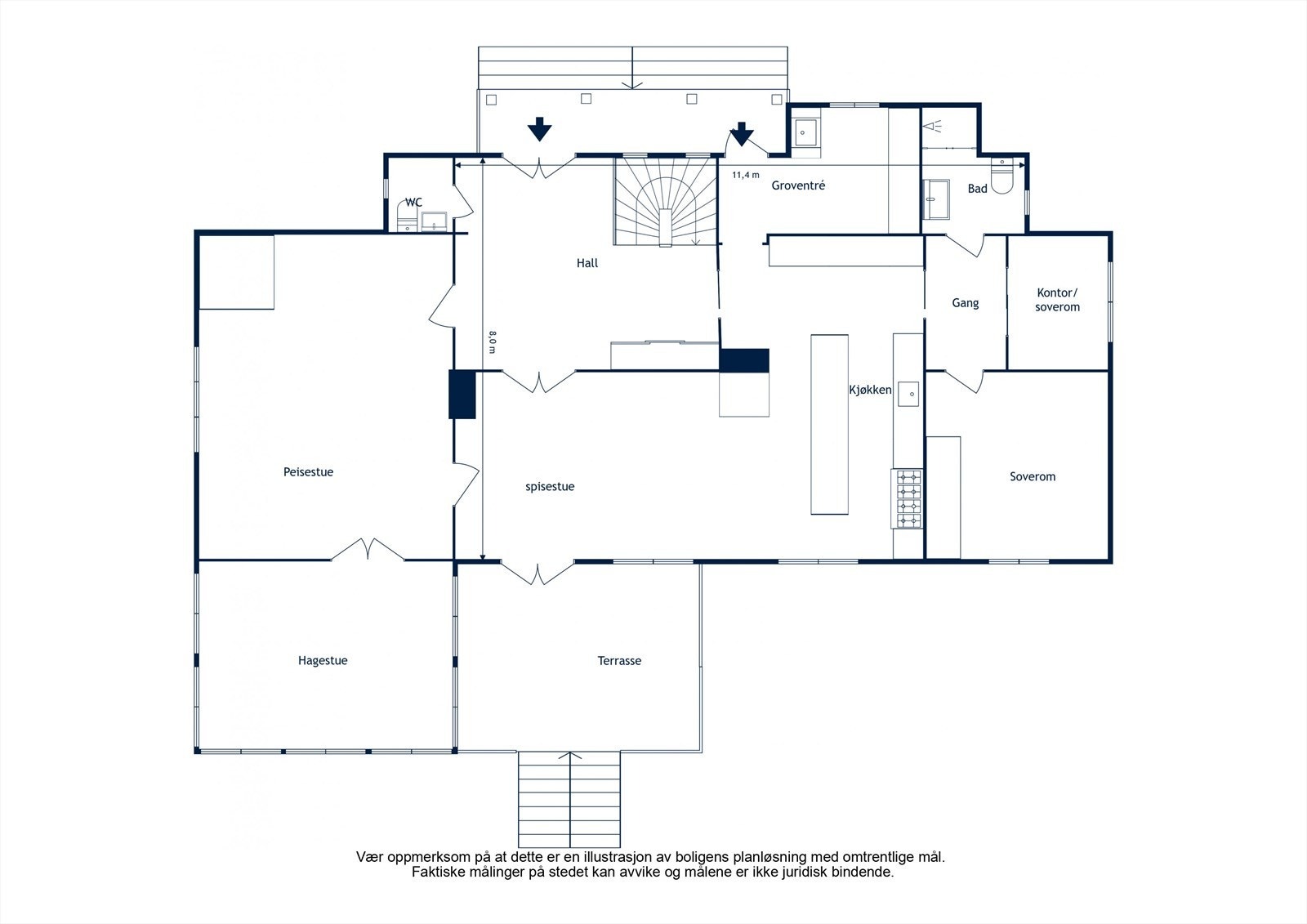 Plantegning 1. etasje Galleribilde
