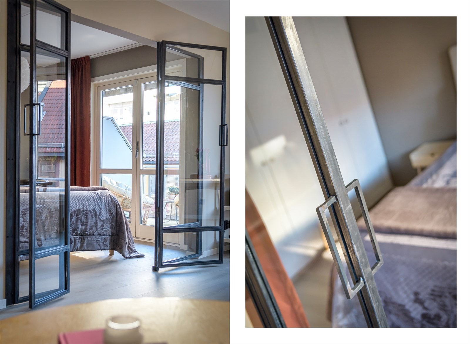 Den doble smigjernsdøra gir godt med lysinnslipp til stuen. Galleribilde