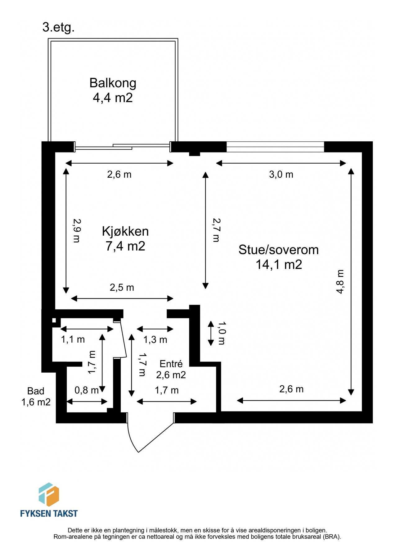Planskisse med mål. Galleribilde