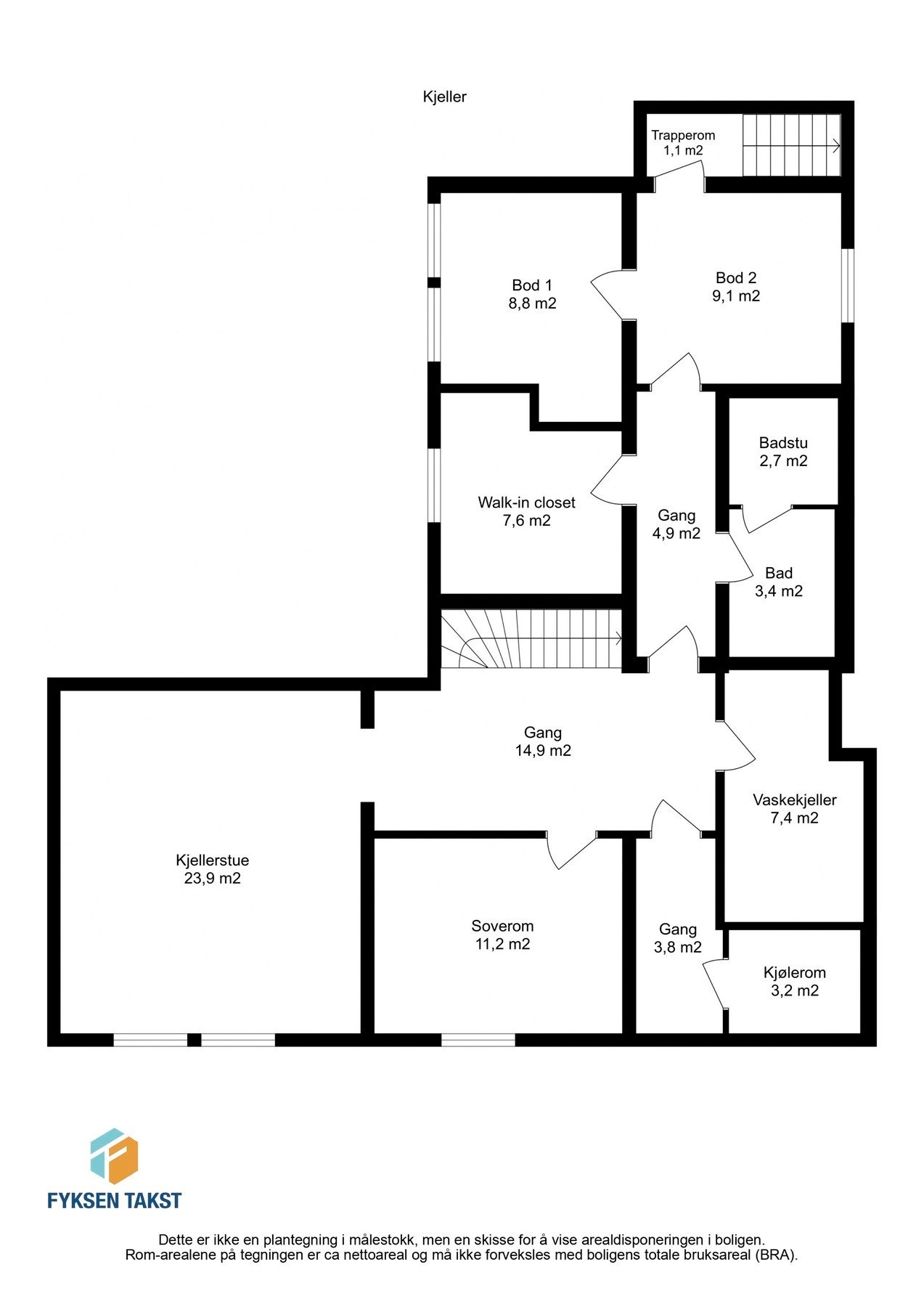 Planskisse kjelleretasje Galleribilde