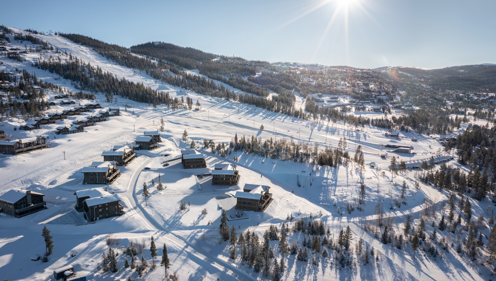 3D-bilde av hele prosjektet med alle tre bygninger Galleribilde