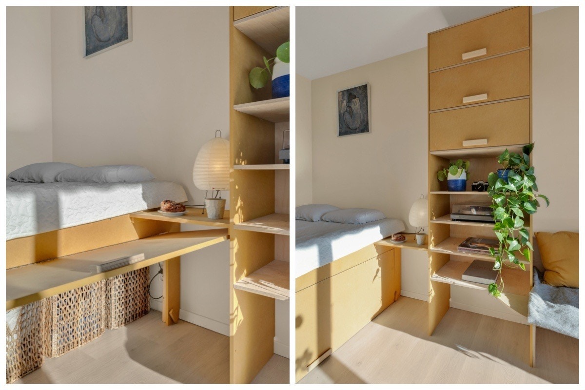 Hylle/romdeler for oppbevaring. Selger har i dag en 120 cm seng der. Galleribilde