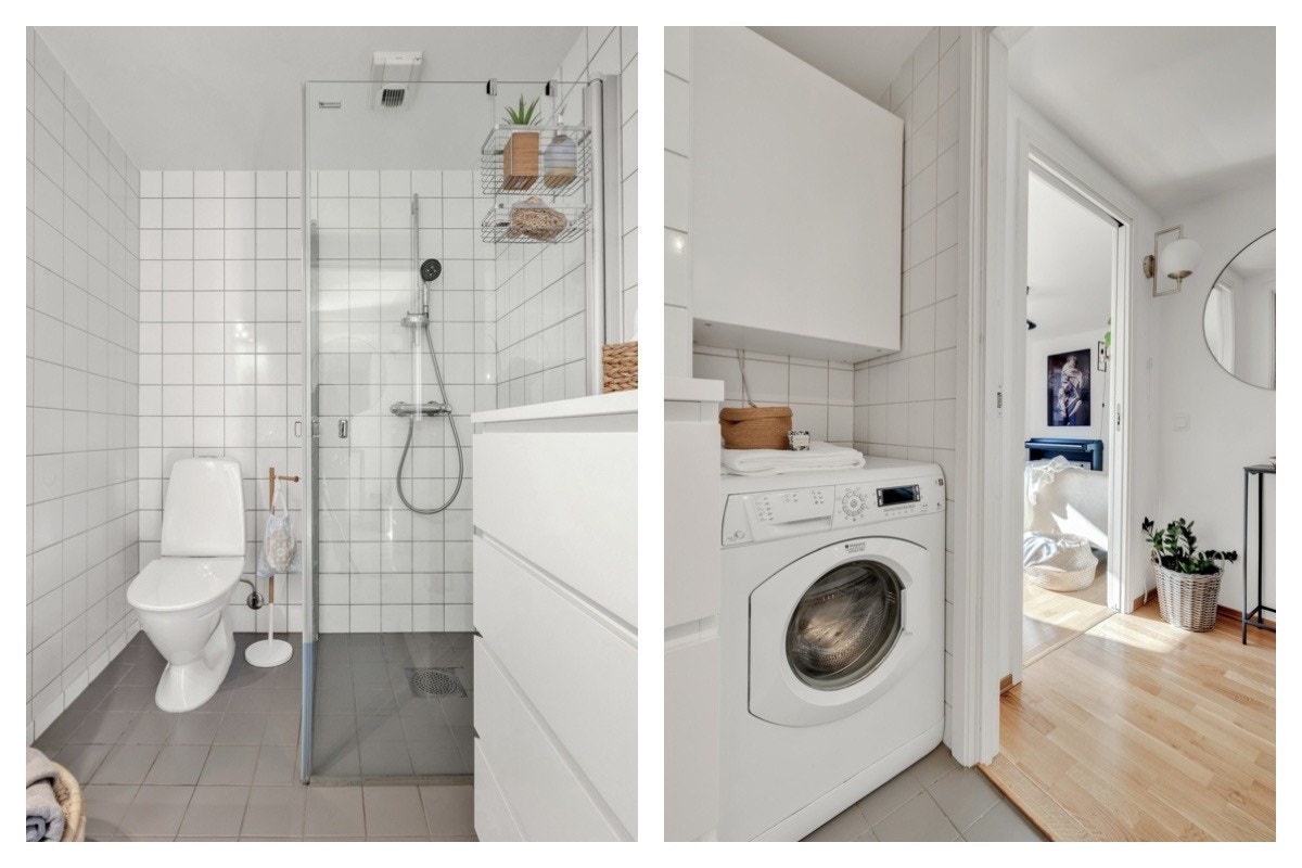 Opplegg til vaskemaskin. Rommet har elektriske varmekabler. Galleribilde