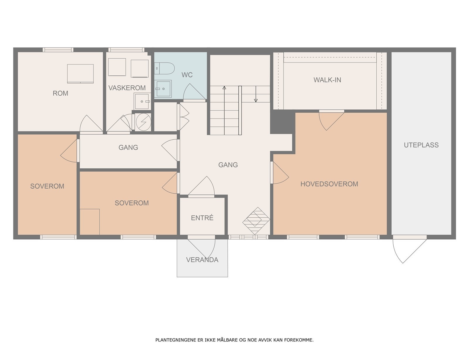 Videre kommer vi til 1. etasje/kjeller. Denne er svært innholdsrik med 3 soverom hvor et har eget walkin closet, toalettrom, vaskerom og oppholdsrom. Galleribilde