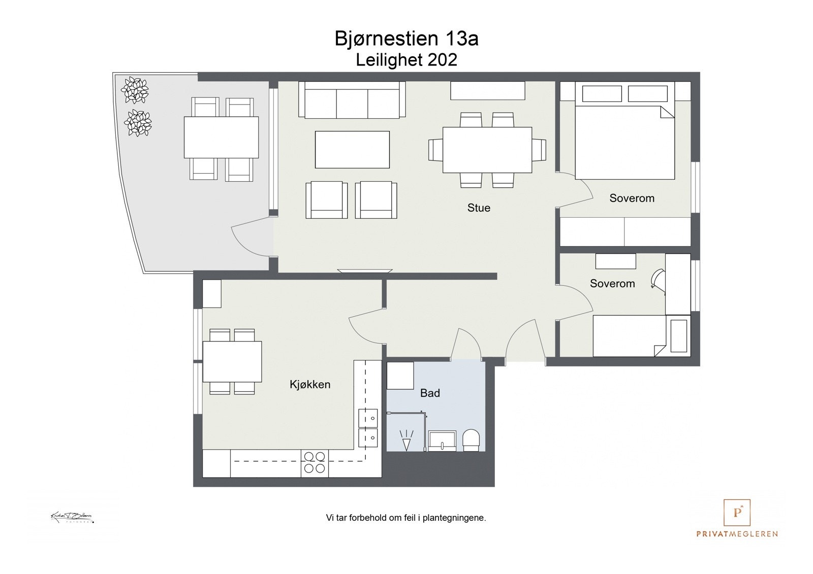 Bjørnestien 13a - 2D plantegning Galleribilde