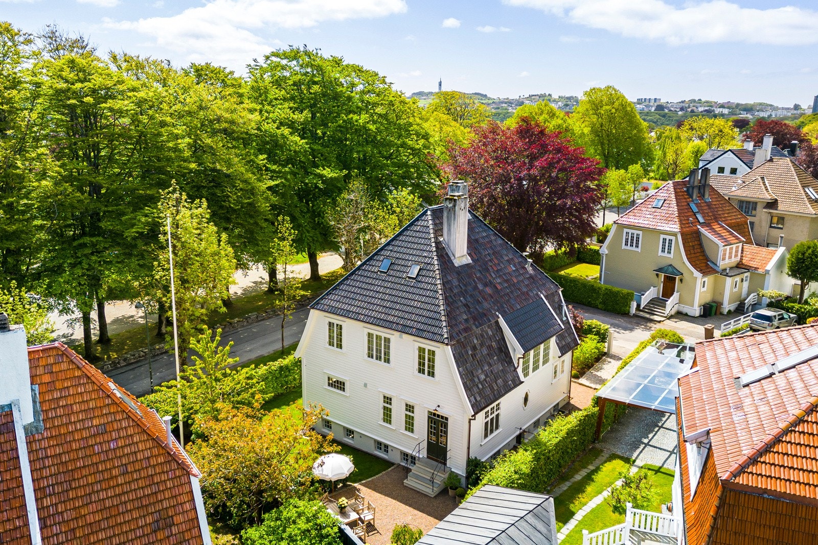 Tomten er i senere år meget pent opparbeidet med gressplen, hekk, bed, dansk elvesingel og gammel brostein. Galleribilde