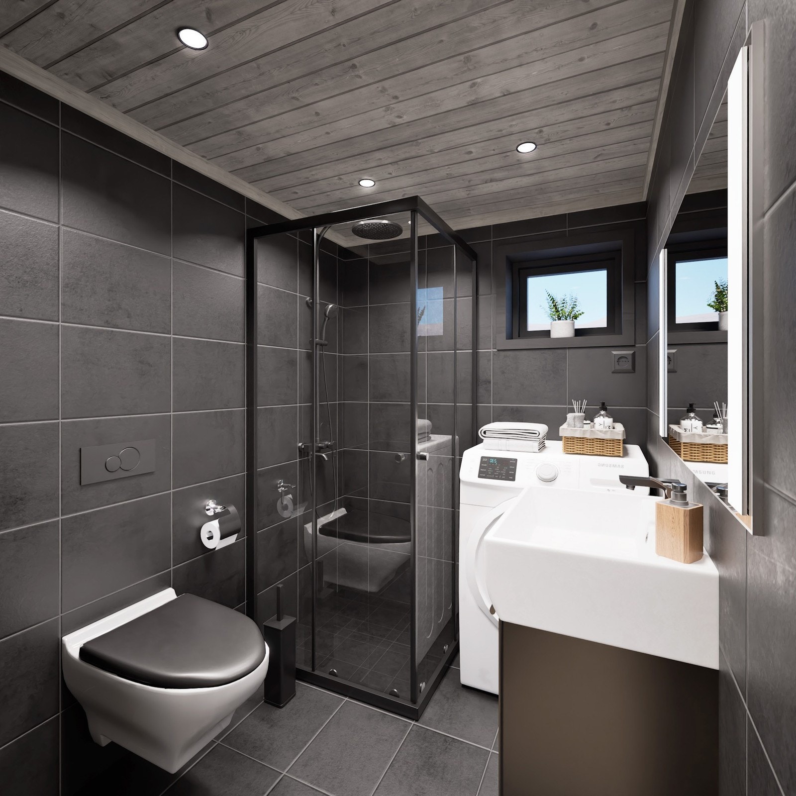 Illustrasjon av bad, hytte nr 3 Galleribilde